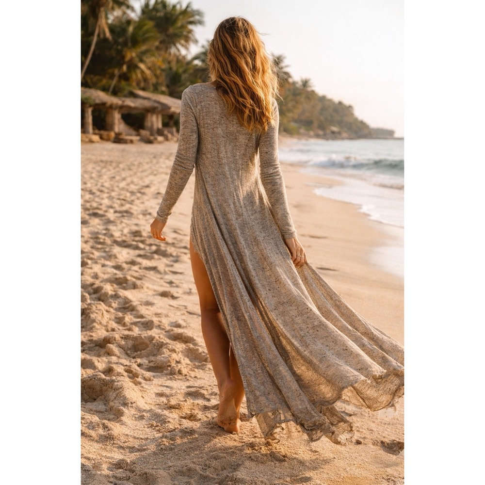 Rare Y2K Free People Beach Duster Cardigan Womens Medium Woven Boho Festival - Picture 2 of 14